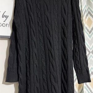 Time and Tru Black Cable Knit Turtleneck Sweater
